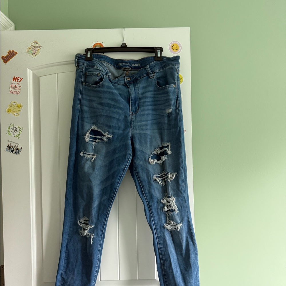 American Eagle Outfitters Blue Jeggings with Distressed Details